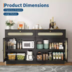 Mobile credenza in rattan da 60'' con 2 cassetti e 4 ante in rattan, ripiani regolabili e vano portaoggetti, per sala da pranzo, soggiorno, ingresso