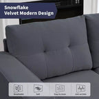 Mjkone 108Divano Sezionale Modulare Oversize in Velluto Fiocco di Neve, Divani Sezionali a L con Tasca Laterale, Divano Angolare Grande a 6 Posti