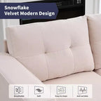 Mjkone 108Divano Sezionale Modulare Oversize in Velluto Fiocco di Neve, Divani Sezionali a L con Tasca Laterale, Divano Angolare Grande a 6 Posti