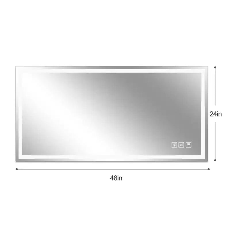 GDFStudio Corin Specchio da Bagno Moderno 48" con LED Anti-Appannamento, Design a Bordo Dritto, 3 Colori e Dimmer a 5 Livelli