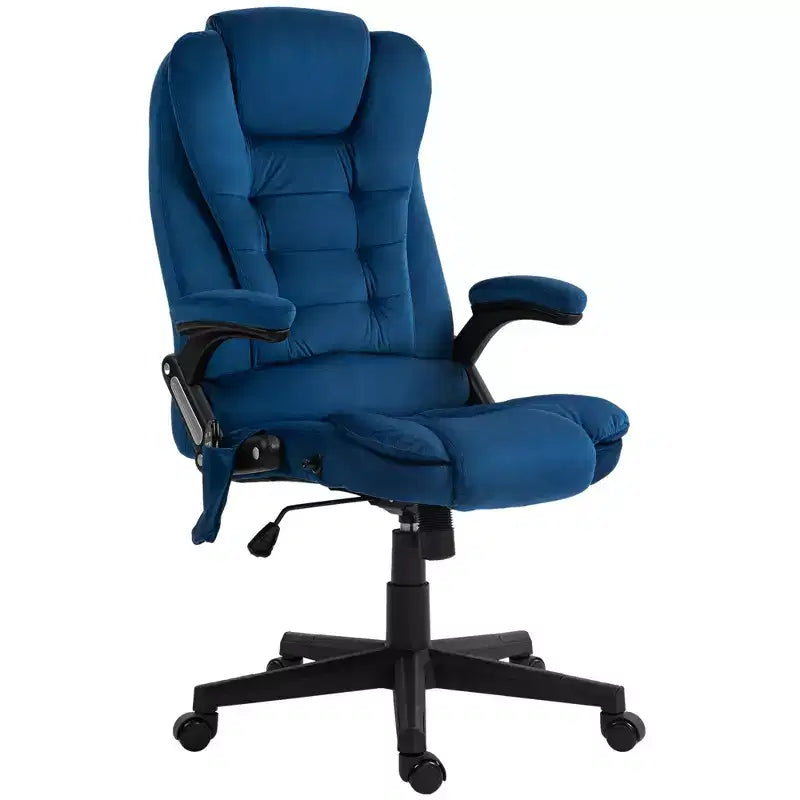 Poltrona direzionale a 6 punti con funzione riscaldante, in velluto e schienale alto con massaggio vibrante