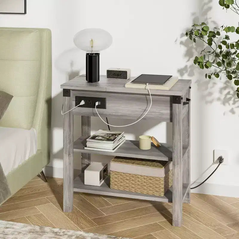 Tavolino a 3 RipianiTavolino laterale stretto in legno con cassetto, per soggiorno,