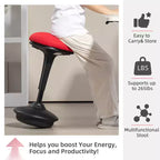 Sedia ergonomica attiva regolabile senza schienale, con movimento oscillatorio, imbottita