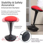 Sedia ergonomica attiva regolabile senza schienale, con movimento oscillatorio, imbottita