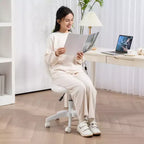 Sedia da Scrivania senza Braccioli, Sedia da Ufficio, Sedia Girevole per Vanity con Ruote e Rivestimento in Teddy Fleece a Cuore