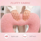 Sedia da Scrivania senza Braccioli, Sedia da Ufficio, Sedia Girevole per Vanity con Ruote e Rivestimento in Teddy Fleece a Cuore