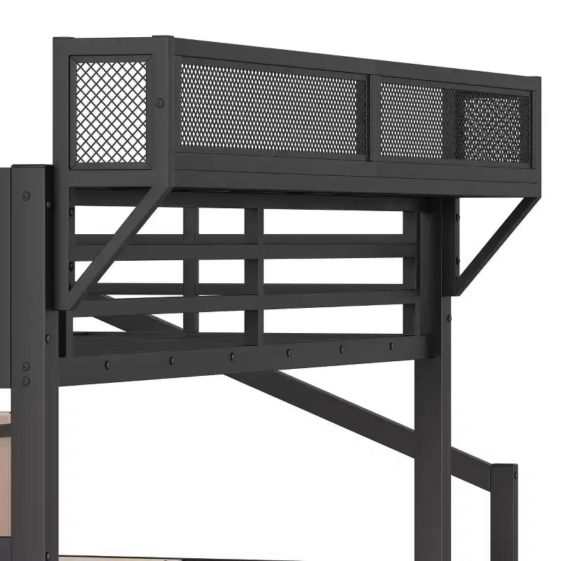 Bellemave Letto a soppalco matrimoniale completo con scala contenitore, armadio e scaffali integrati, struttura in metallo, porte USB, luci LED, design antirumore, legno naturale