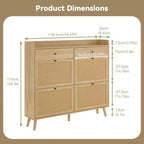 Acekool Scarpiera in Rattan, 4 Cassetti a Ribalta e 2 Cassetti, Organizer Boho per Ingresso, Corridoio, Soggiorno, Rovere Naturale