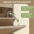 Acekool Scarpiera in Rattan, 4 Cassetti a Ribalta e 2 Cassetti, Organizer Boho per Ingresso, Corridoio, Soggiorno, Rovere Naturale