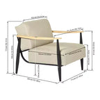 Poltrona accent FurnitureR Mid-Century Modern, beige, con telaio in rovere massiccio, comoda poltrona da lettura per soggiorno, camera da letto, ufficio