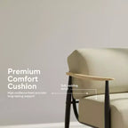 Poltrona accent FurnitureR Mid-Century Modern, beige, con telaio in rovere massiccio, comoda poltrona da lettura per soggiorno, camera da letto, ufficio