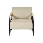Poltrona accent FurnitureR Mid-Century Modern, beige, con telaio in rovere massiccio, comoda poltrona da lettura per soggiorno, camera da letto, ufficio