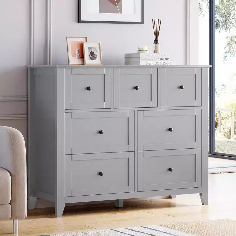 Cassettiera Acekool a 7 cassetti, cassettiera moderna in legno, cassetti profondi e piano ampio, anti-ribaltamento di sicurezza, per camera da letto, soggiorno