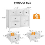 Cassettiera Acekool a 7 cassetti, cassettiera moderna in legno, cassetti profondi e piano ampio, anti-ribaltamento di sicurezza, per camera da letto, soggiorno