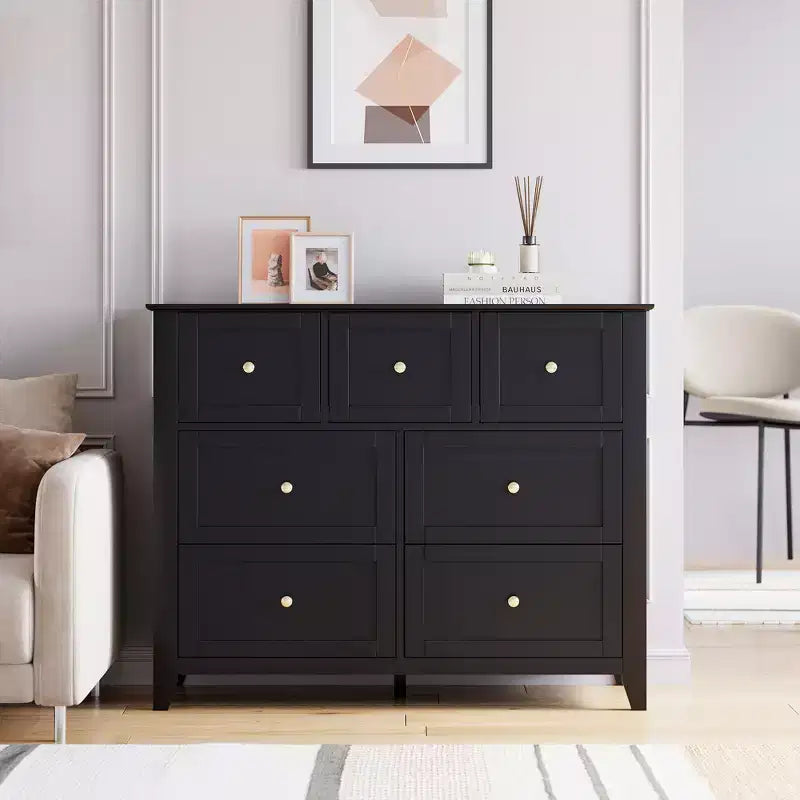 Cassettiera Acekool a 7 cassetti, cassettiera moderna in legno, cassetti profondi e piano ampio, anti-ribaltamento di sicurezza, per camera da letto, soggiorno