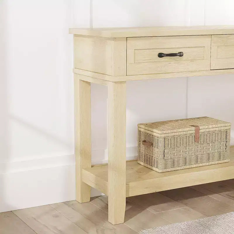 Tavolo da ingresso da 54", Tavolo consolle con 3 cassetti portaoggetti, Tavolino da divano in legno a 3 ripiani in stile rustico, Tavoli da ingresso per corridoio, soggiorno