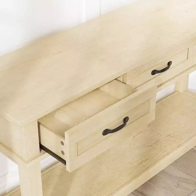Tavolo da ingresso da 54", Tavolo consolle con 3 cassetti portaoggetti, Tavolino da divano in legno a 3 ripiani in stile rustico, Tavoli da ingresso per corridoio, soggiorno