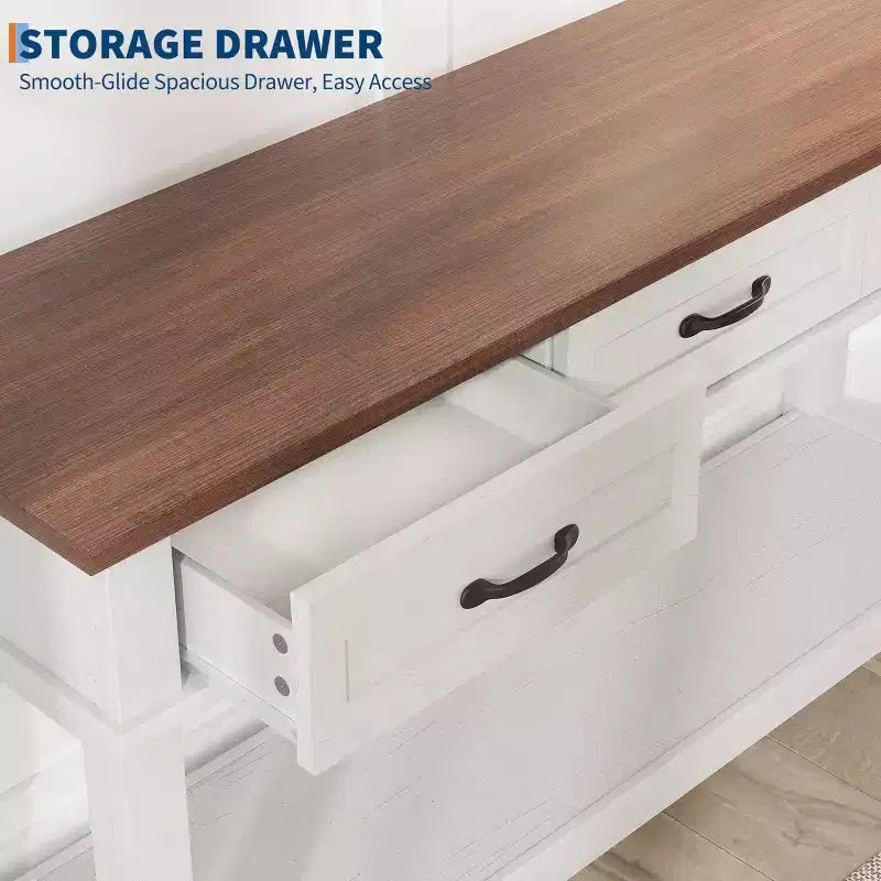 Tavolo da ingresso da 54", Tavolo consolle con 3 cassetti portaoggetti, Tavolino da divano in legno a 3 ripiani in stile rustico, Tavoli da ingresso per corridoio, soggiorno