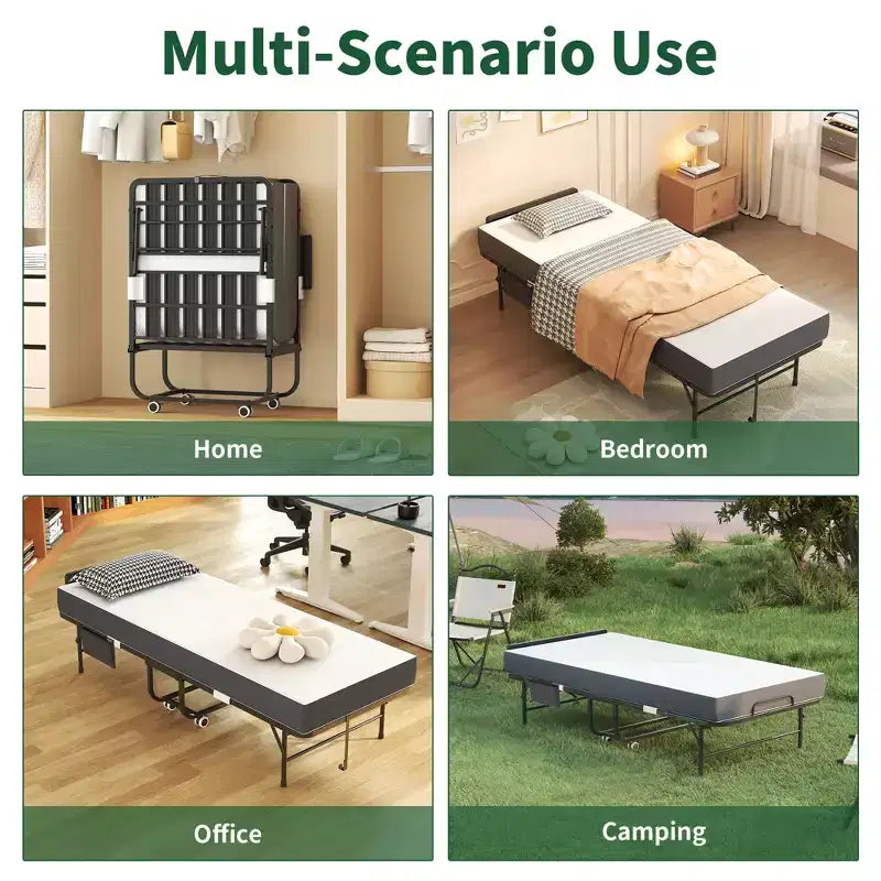 Bellemave Letto Pieghevole 75 con Testiera Regolabile e 5 Memory Foam, Letto Pieghevole Salvaspazio per Ospiti, Facile da Montare