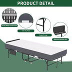 Bellemave Letto Pieghevole 75 con Testiera Regolabile e 5 Memory Foam, Letto Pieghevole Salvaspazio per Ospiti, Facile da Montare