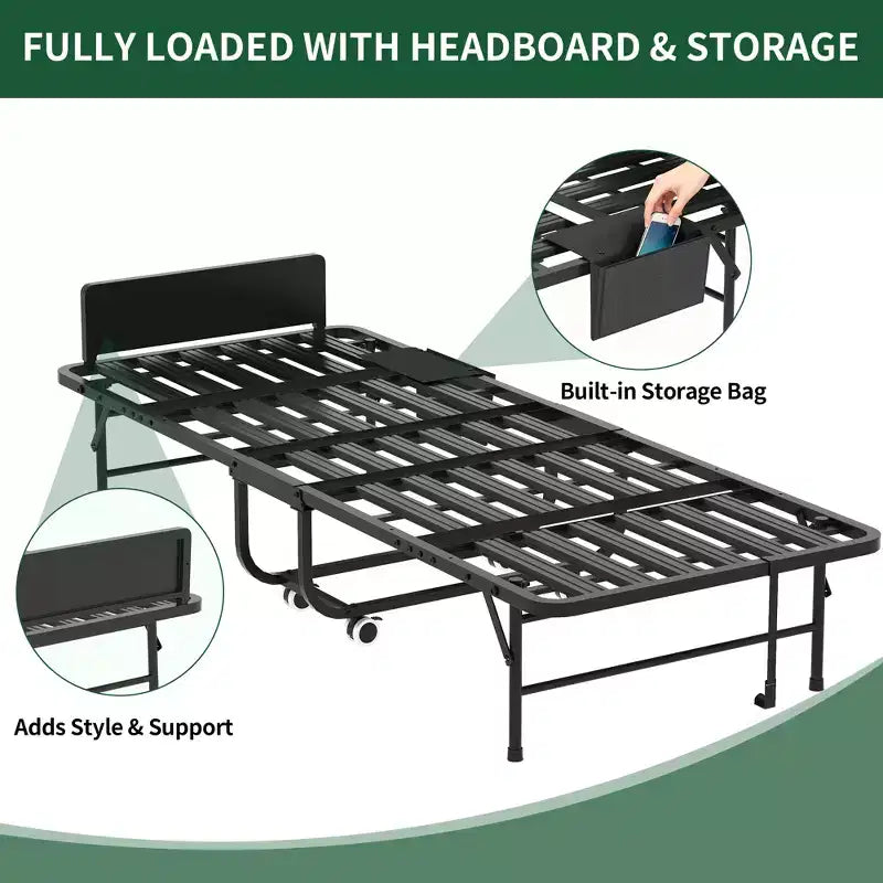 Bellemave Letto Pieghevole 75 con Testiera Regolabile e 5 Memory Foam, Letto Pieghevole Salvaspazio per Ospiti, Facile da Montare