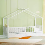 GDFStudio Tova Letto a Capanna Moderno in Legno per Bambini con 2 Cassetti Contenitori