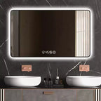 GDFStudio Rion Specchio rettangolare da bagno moderno 39W con angoli arrotondati e 3 modalità di illuminazione