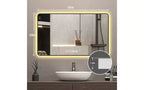 GDFStudio Rion Specchio rettangolare da bagno moderno 39W con angoli arrotondati e 3 modalità di illuminazione