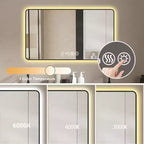 GDFStudio Rion Specchio rettangolare da bagno moderno 39W con angoli arrotondati e 3 modalità di illuminazione