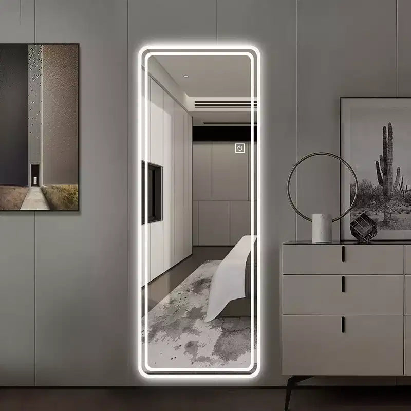 GDFStudio Zev Specchio a figura intera rettangolare moderno 65H senza cornice a LED con 3 modalità di colore
