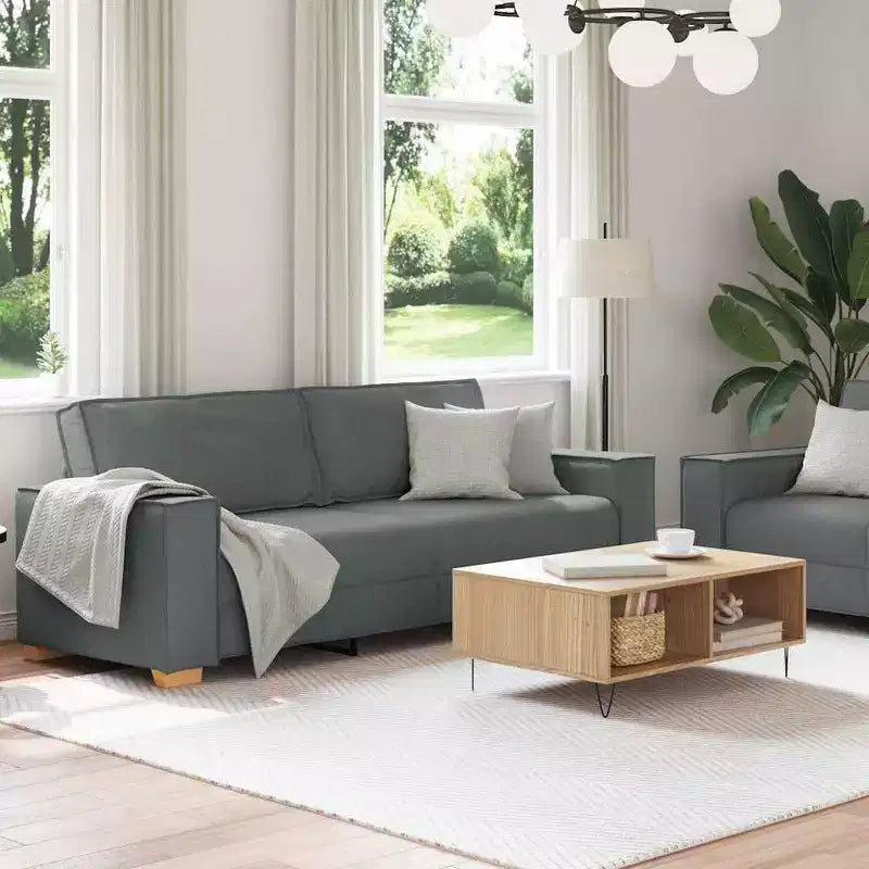 vidaXL Set Divani a 2 Posti con Cuscini in Tessuto Nero
