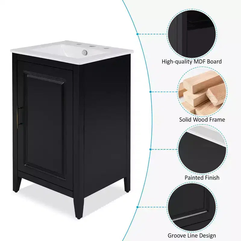 Okak 20 pollici organizer bagno mobiletto bagno con lavabo mobiletto con anta ripiano