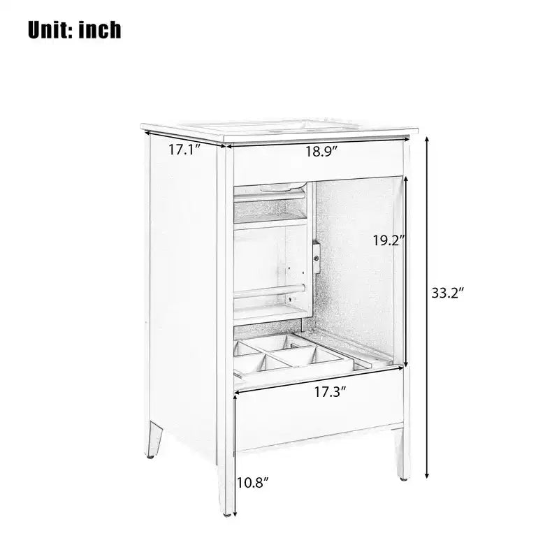 Okak 20 pollici organizer bagno mobiletto bagno con lavabo mobiletto con anta ripiano