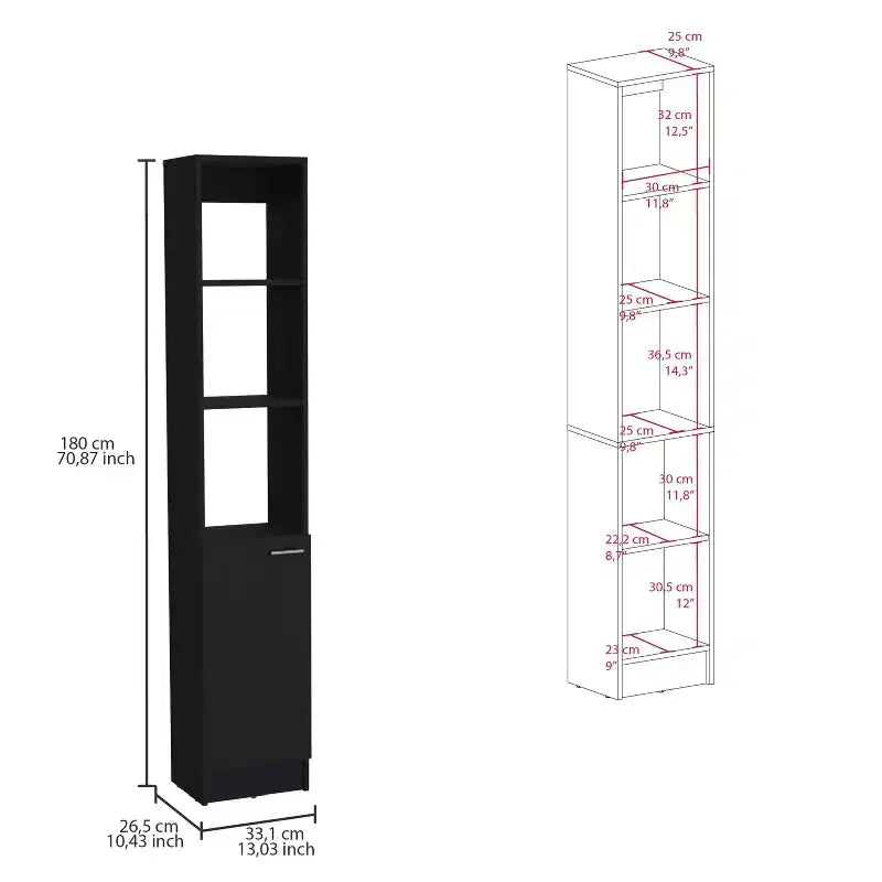 Mobiletto per bagno Okak con 6 ripiani, armadietto salvaspazio sottile con ripiano regolabile per bagno, soggiorno, cucina