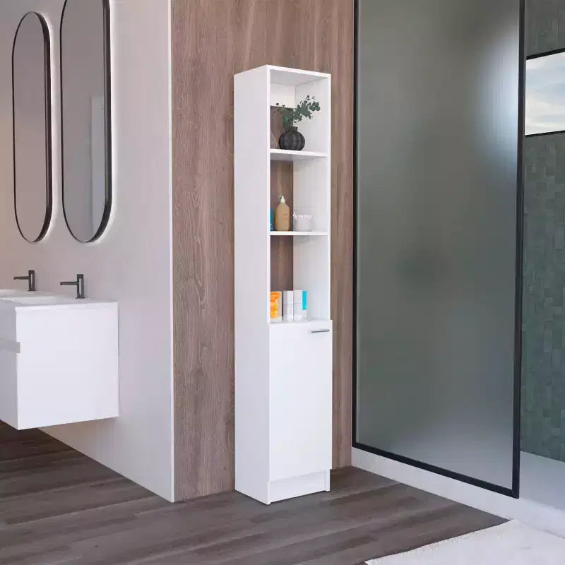 Mobiletto per bagno Okak con 6 ripiani, armadietto salvaspazio sottile con ripiano regolabile per bagno, soggiorno, cucina