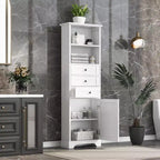 Okak Mobiletto Alto da Bagno con 3 Cassetti e Ripiano Regolabile, Organizzatore per Bagno, Soggiorno