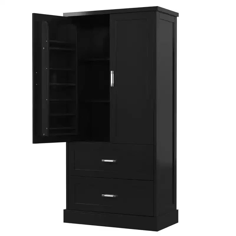 Okak Mobiletto per Bagno Alto 162 cm con Scaffale Regolabile, Grande Mobiletto Contenitore con 2 Cassetti e 2 Ante