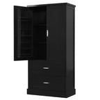 Okak Mobiletto per Bagno Alto 162 cm con Scaffale Regolabile, Grande Mobiletto Contenitore con 2 Cassetti e 2 Ante
