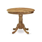 Tavolo da pranzo HomeStock con piano rotondo in legno massello e 4 sedie, finitura rovere naturale, 5 pezzi