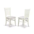 HomeStock Set da pranzo 3 pezzi in lino bianco con piano rettangolare in legno massello e tavolo con prolunga a farfalla