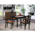 Set Sala da Pranzo da 5 Pezzi con Piano in Legno Massello Finitura Nera - 4 Posti