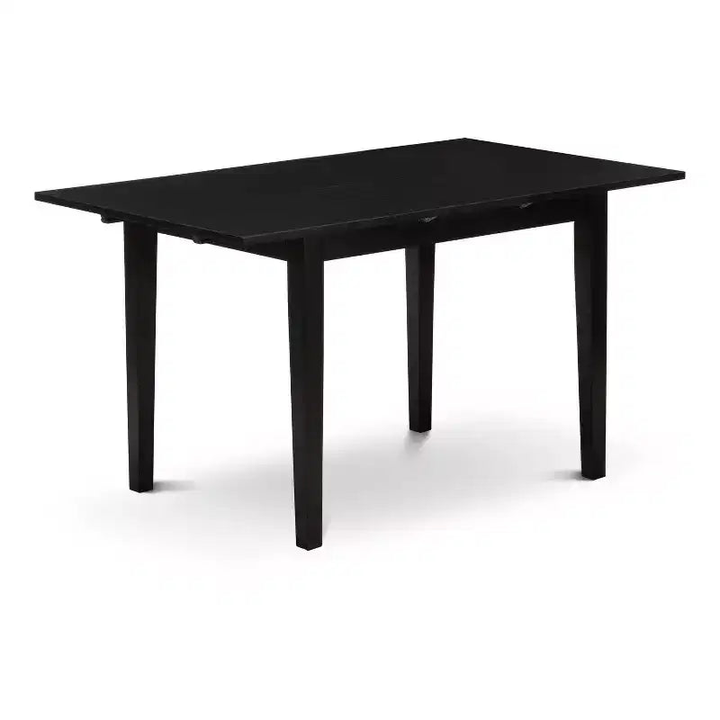 Set Sala da Pranzo da 5 Pezzi con Piano in Legno Massello Finitura Nera - 4 Posti