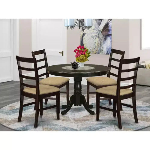 Set da pranzo 5 pezzi - Tavolo da cucina rotondo e 4 sedie - Set da pranzo in stile costiero - Tavolo da 106,68 cm