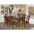 Set tavolo da pranzo rettangolare 7 pezzi tavolo 60 pollici con 6 sedie da cucina in legno