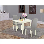 Set da tavolo da pranzo HomeStock 3 pezzi con piano in legno massiccio finitura lino bianco