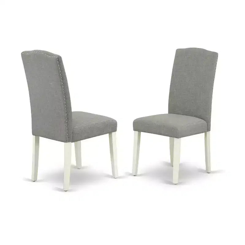 Set da tavolo da pranzo HomeStock 3 pezzi con piano in legno massiccio finitura lino bianco