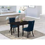 HomeStock Set tavolo da pranzo rettangolare 3 pezzi con piano in legno massello finitura nera e prolunga a farfalla