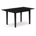 HomeStock Set tavolo da pranzo rettangolare 3 pezzi con piano in legno massello finitura nera e prolunga a farfalla