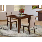 Set da pranzo HomeStock in 3 pezzi con piano rettangolare in legno massello finitura mogano e alette abbattibili