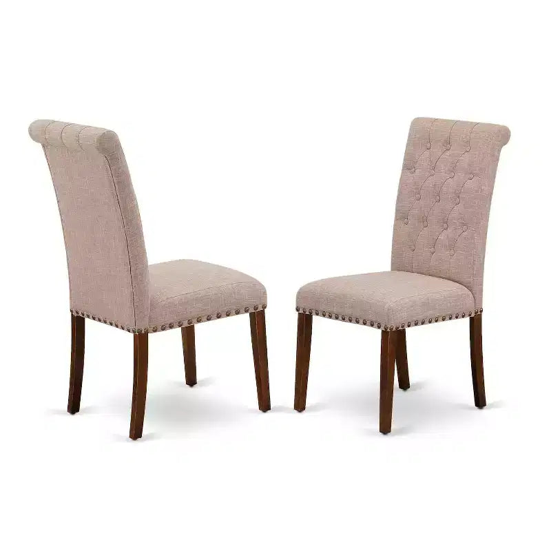 HomeStock Set da Pranzo 3 Pezzi con Tavolo Rettangolare in Legno Massello con Finitura Mogano e Allunga a Farfalla